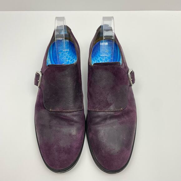 Jimmy Choo | Eggplant Purple Rubbed Leather Monk Strap Laceless Dress Shoes main image 10
